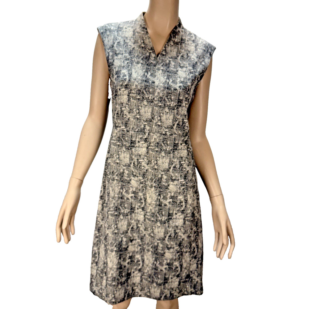 M.M. Lafleur The Aditi V-Neck Sheath Dress Size 8 Crackle Gray Cotton Sleeveless